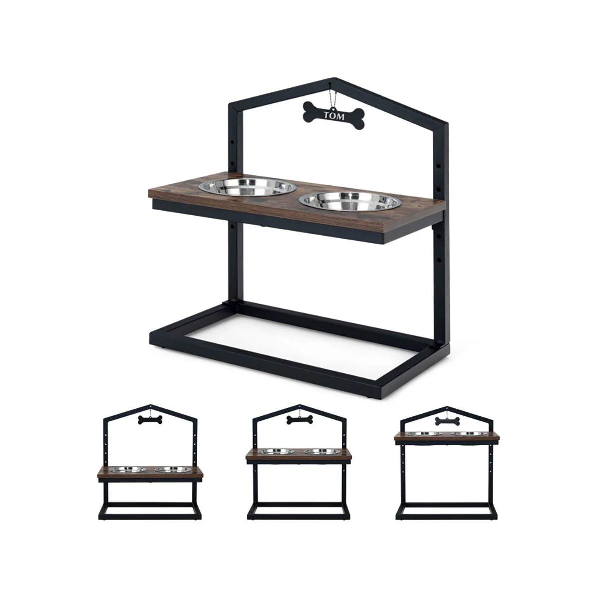 Adjustable Raised Pet Feeder with Stainless Steel Bowls - Image 10