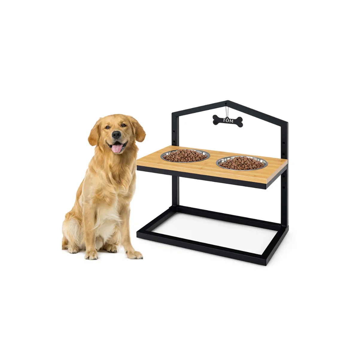 Adjustable Raised Pet Feeder with Stainless Steel Bowls - Image 12