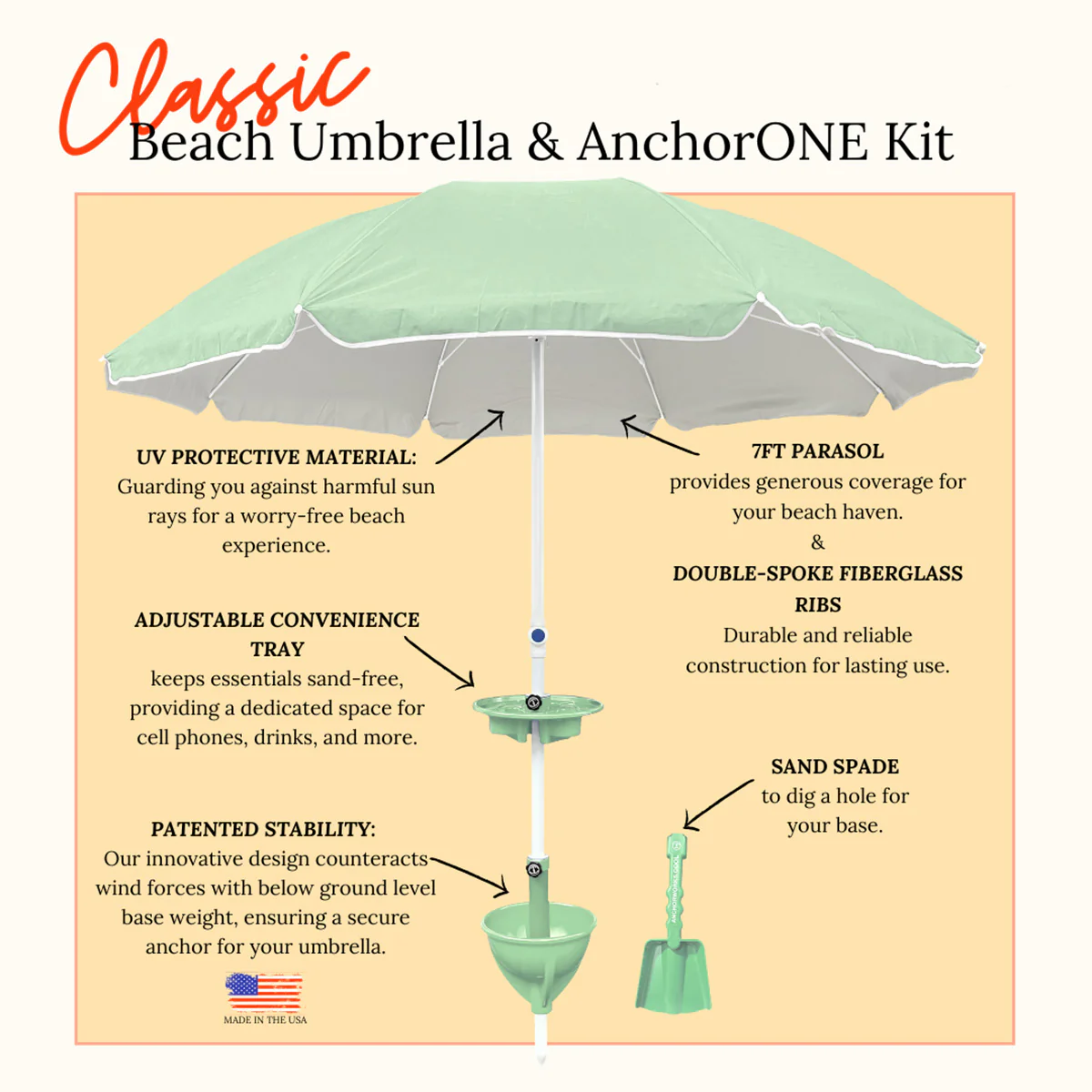 All-in-One Anchor Table Beach Umbrella - Image 3