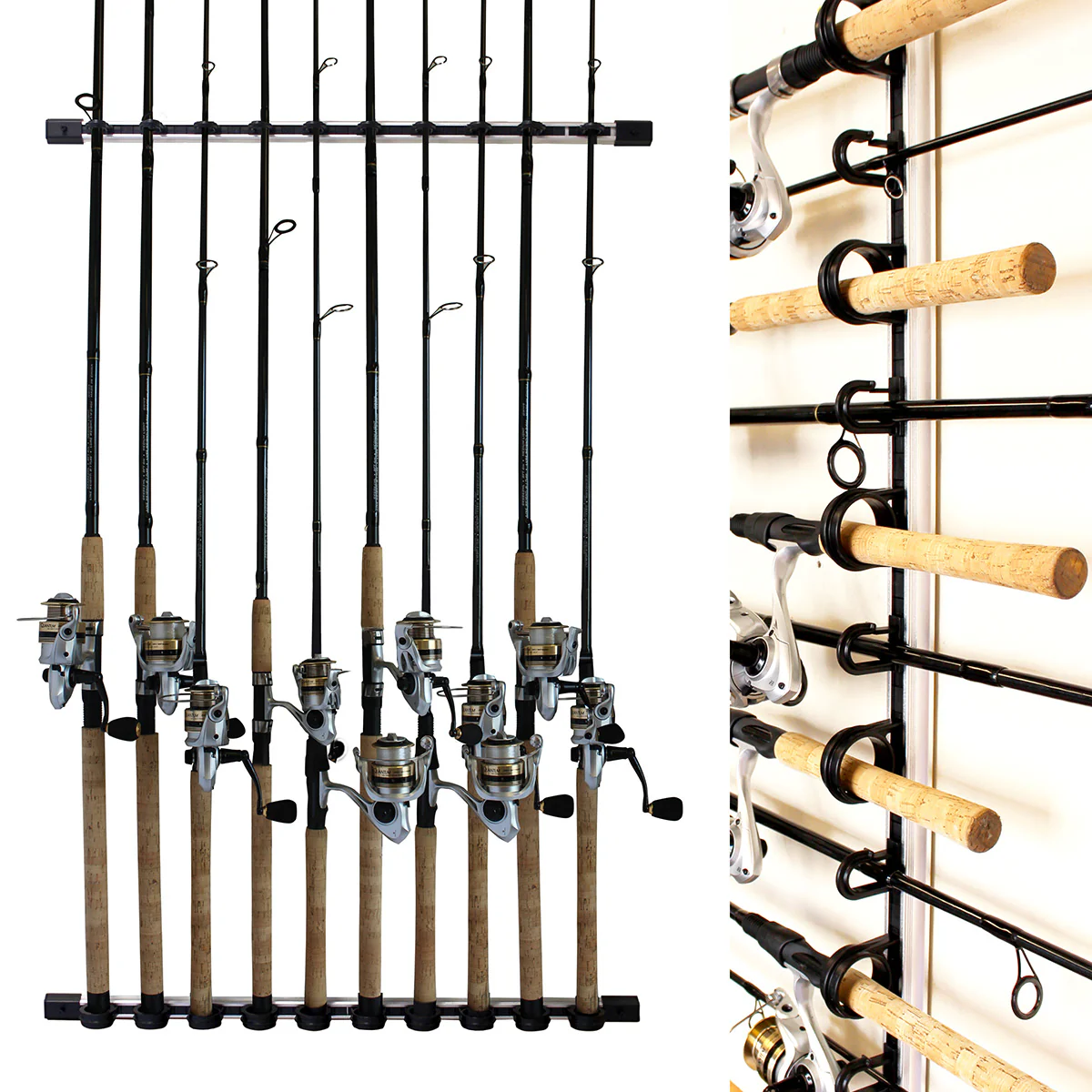 All Weather Aluminum 10 Fishing Rod Wall or Ceiling Rack - Image 2