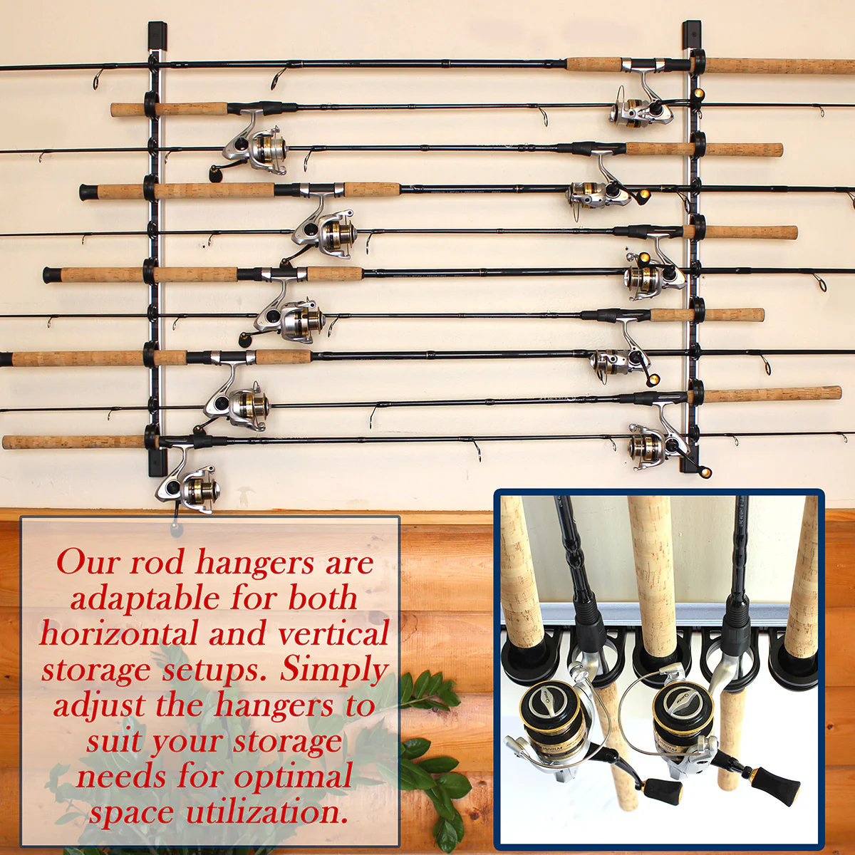 All Weather Aluminum 10 Fishing Rod Wall or Ceiling Rack - Image 4
