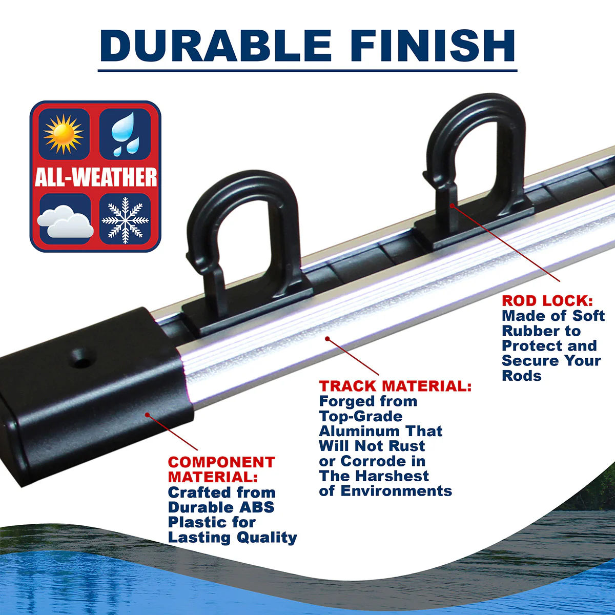 All Weather Aluminum 10 Fishing Rod Wall or Ceiling Rack - Image 6