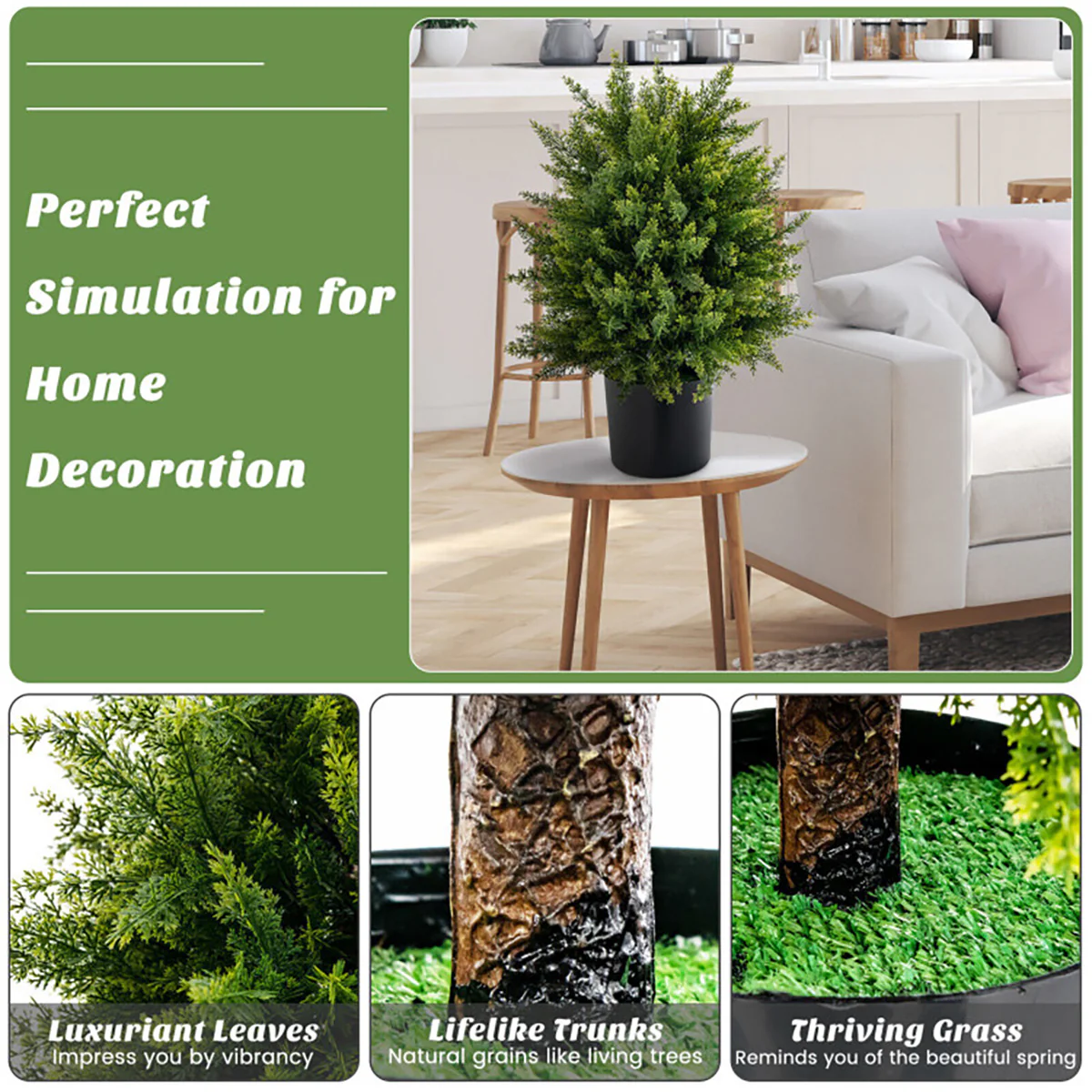 Artificial Cedar Topiary Ball Trees (Set of 2) - Image 3