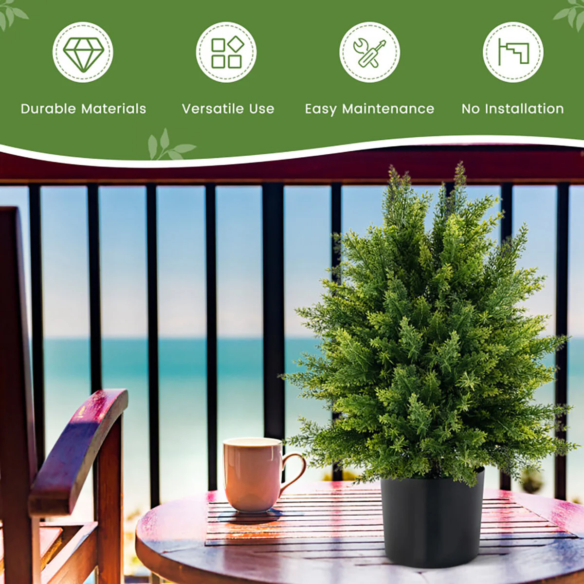 Artificial Cedar Topiary Ball Trees (Set of 2) - Image 7