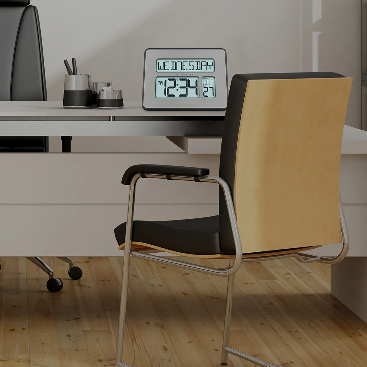 Atomic Digital Wall Clock w/White Backlight - Image 3