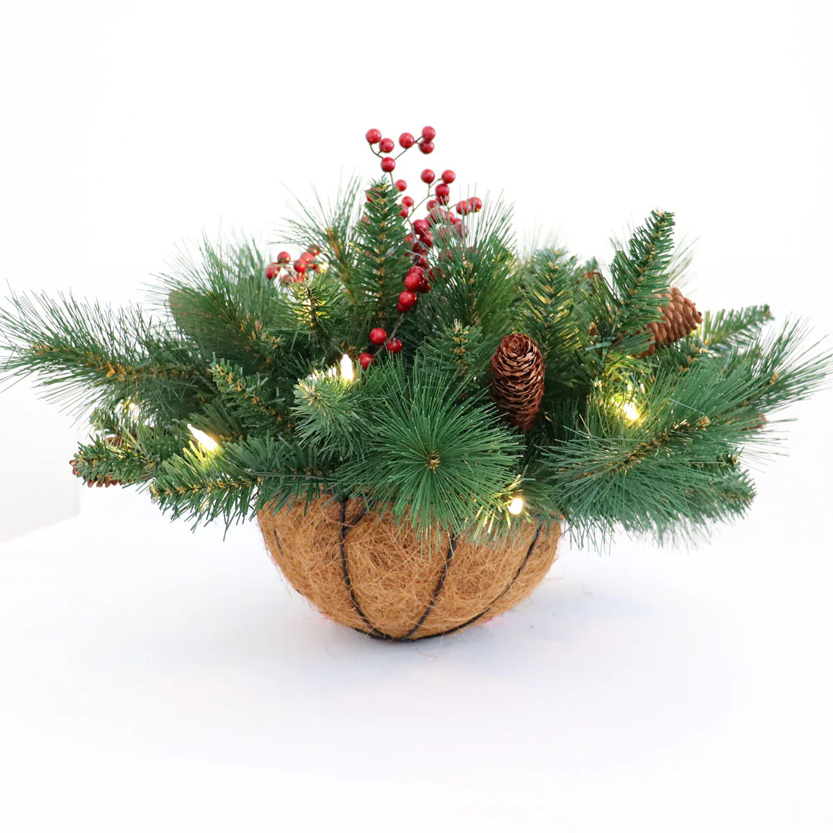 Berry Foliage Hanging Basket with LED Lights - Image 3
