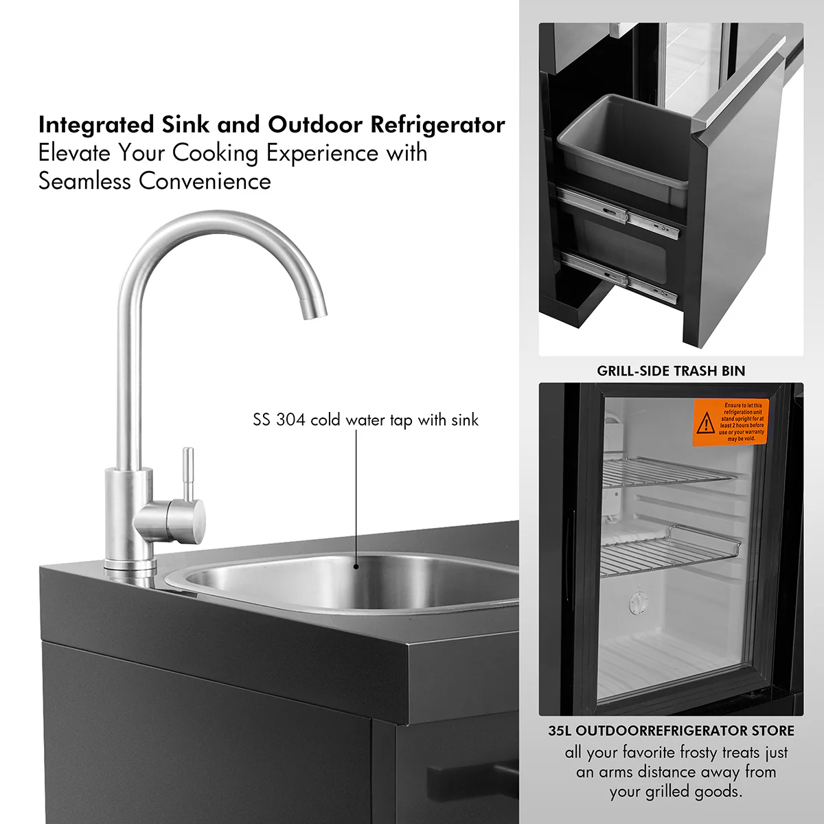 Black Stainless Steel Outdoor Grill Island - Image 7