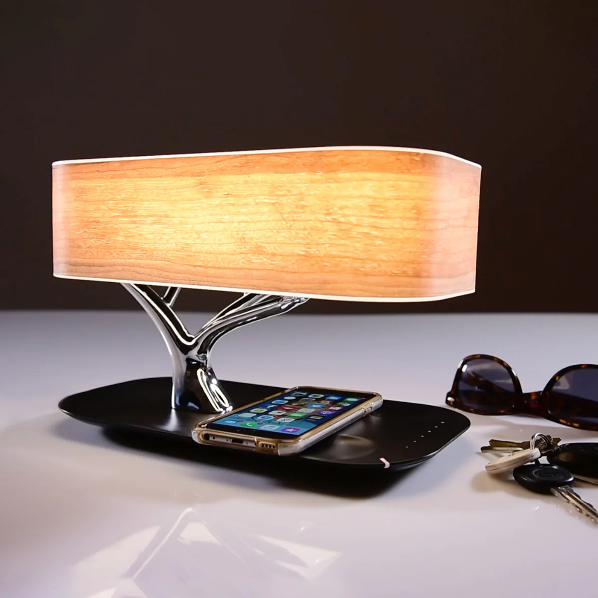 Bonsai Bluetooth Speaker Lamp with Wireless Charging Pad by Sharper Image - Image 7