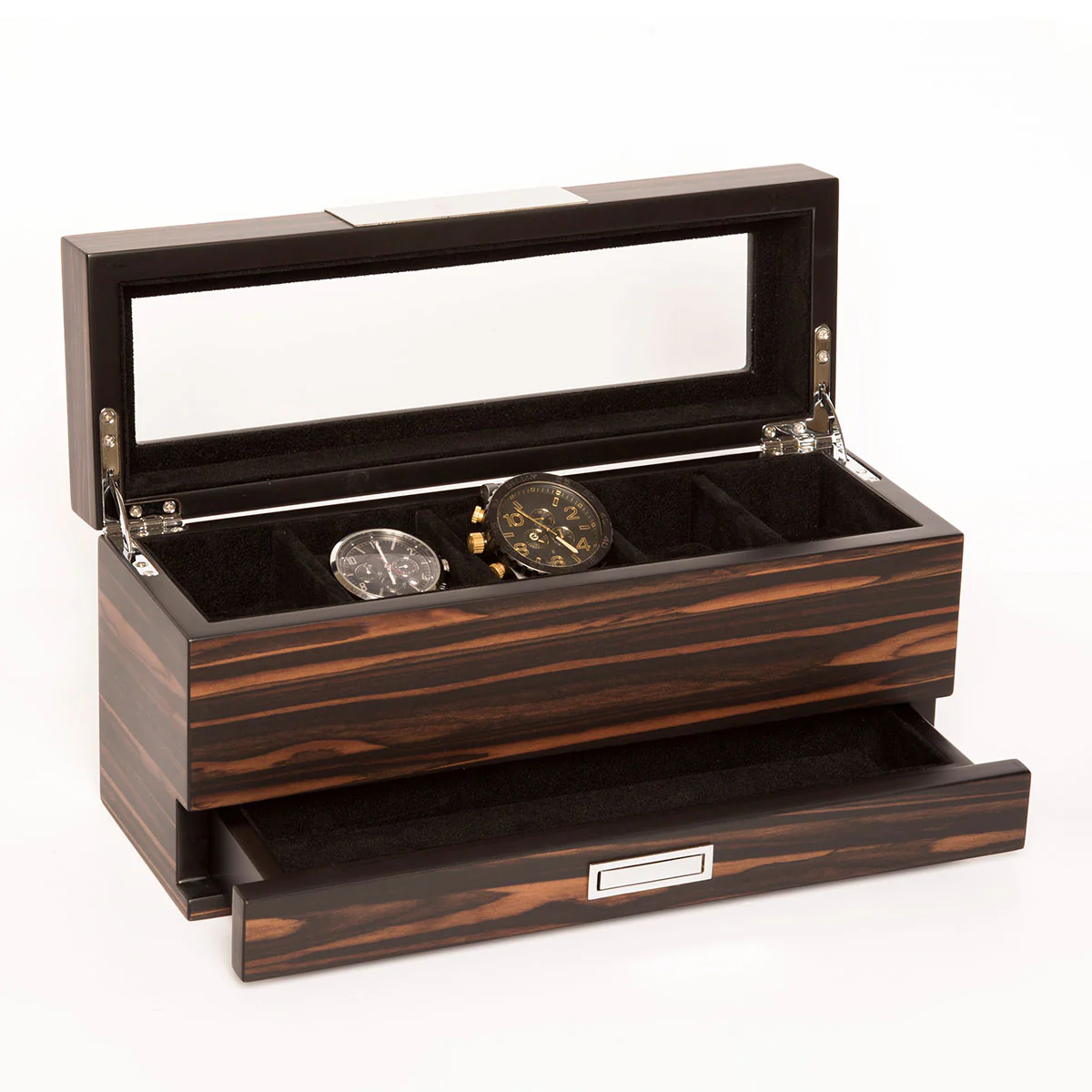 Brouk & Co Matte Ebony Watch Box 5 and Jewelry Tray - Image 2