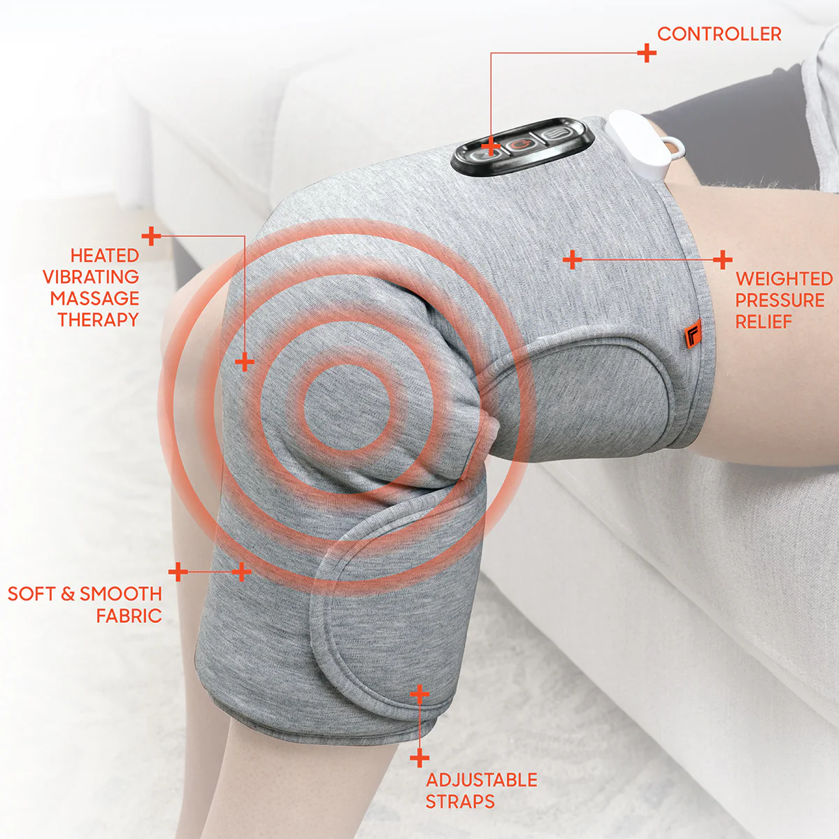 Calming Heat™ Charcoal + Copper Infused Massaging Knee Wrap by Sharper Image - Image 2