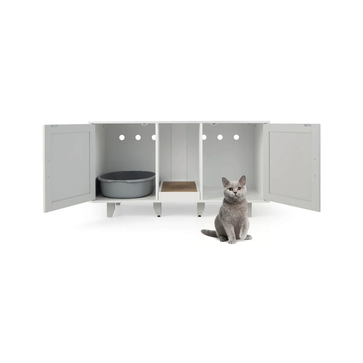 Cat Litter Box Enclosure with Scratching Board - Image 21