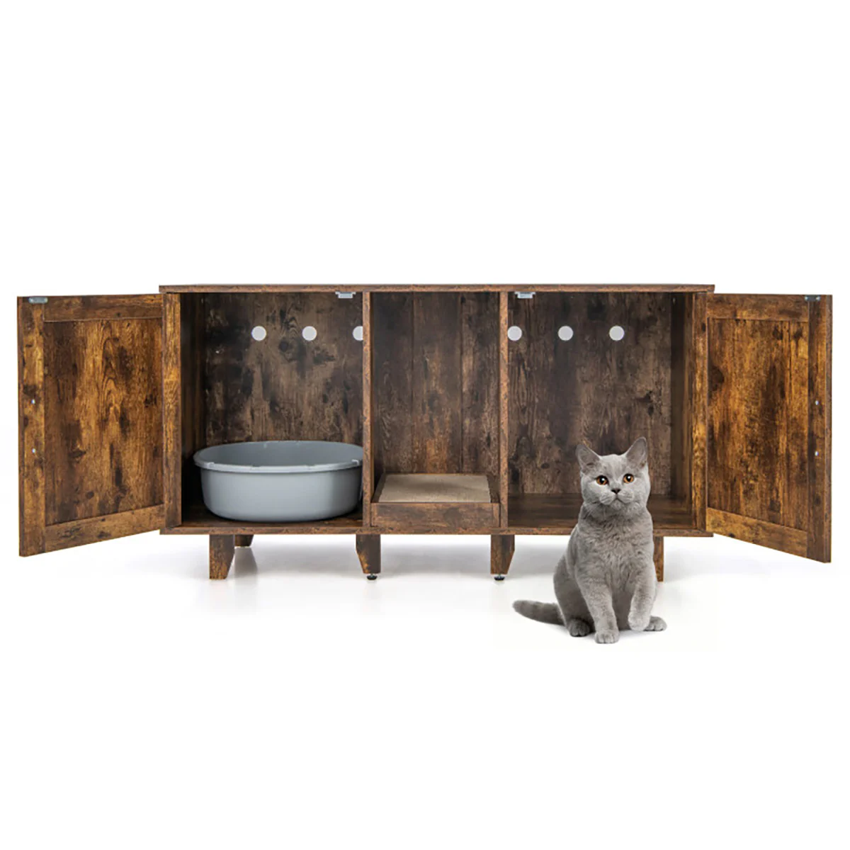 Cat Litter Box Enclosure with Scratching Board - Image 30