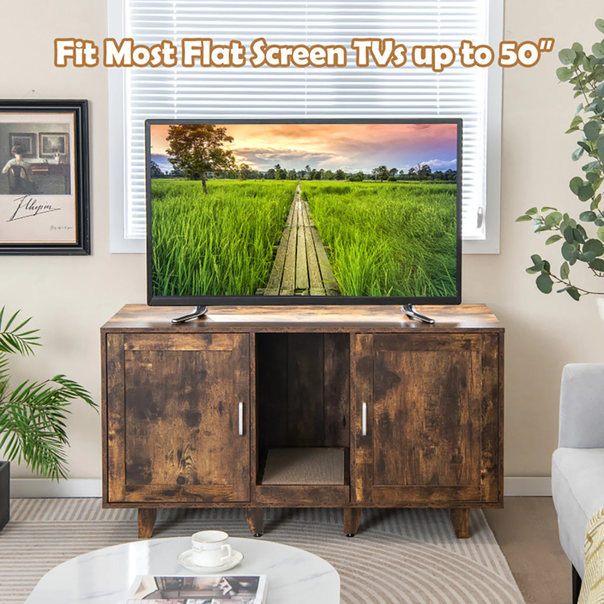 Cat Litter Box Enclosure with Scratching Board - Image 39
