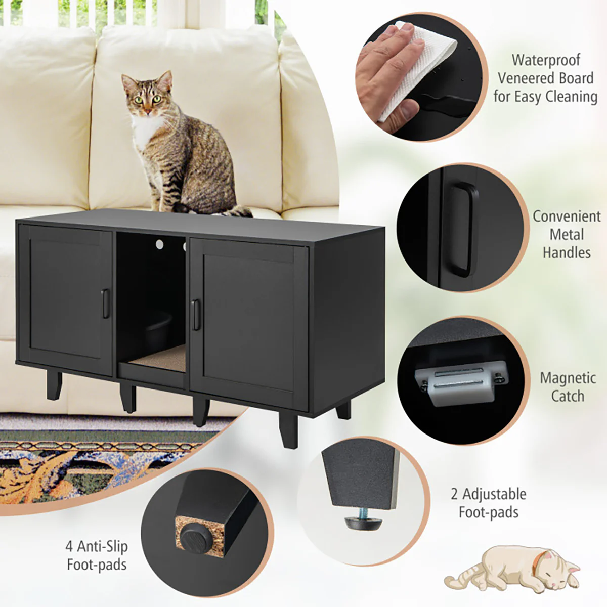 Cat Litter Box Enclosure with Scratching Board - Image 8