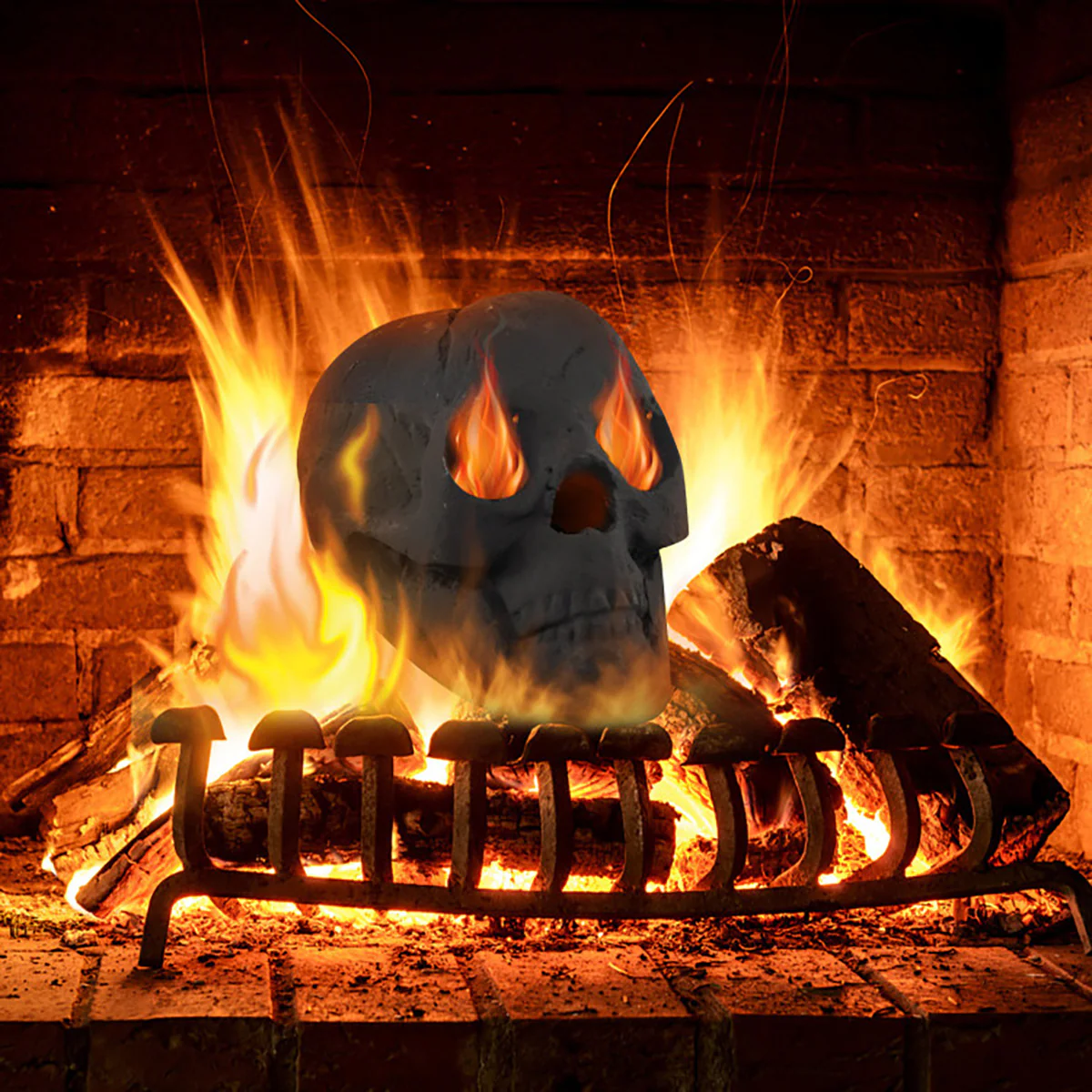 Ceramic Fireproof Fire Pit Skull - Image 2
