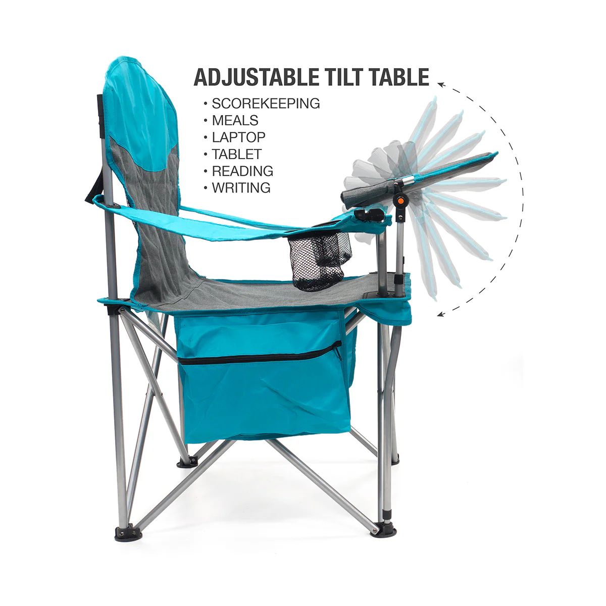 Collapsible Folding Outdoor Chair with Adjustable Table - Image 3