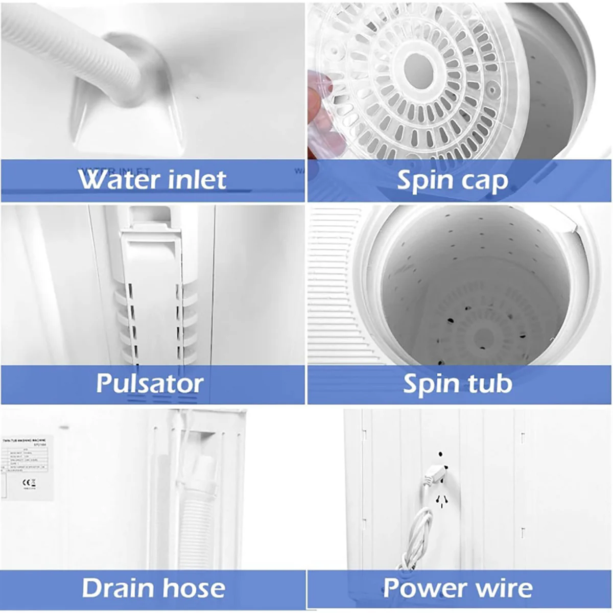 Compact Twin Tub Washing Machine Spin Dryer - Image 2