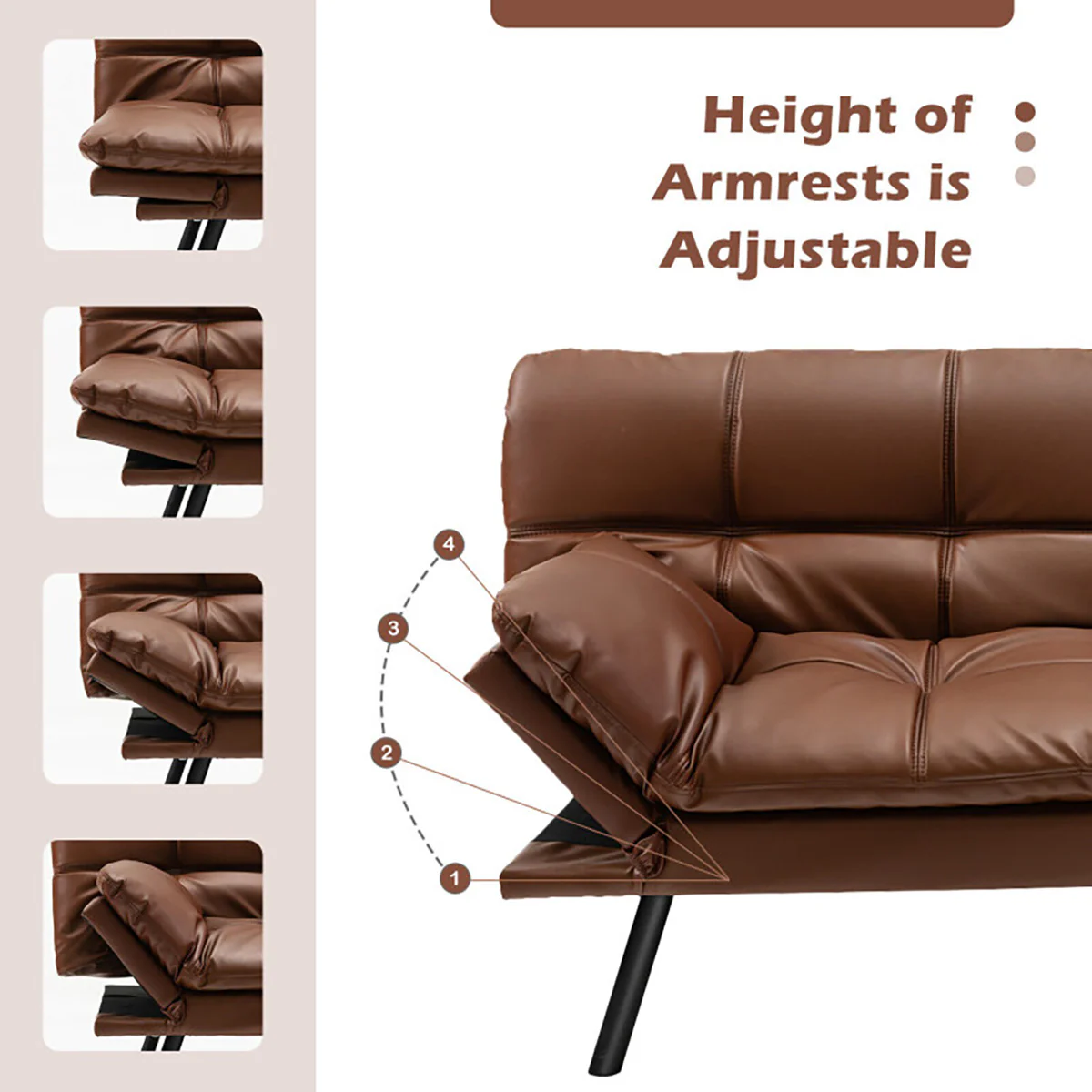 Convertible Memory Foam Futon Sofa Bed - Image 15