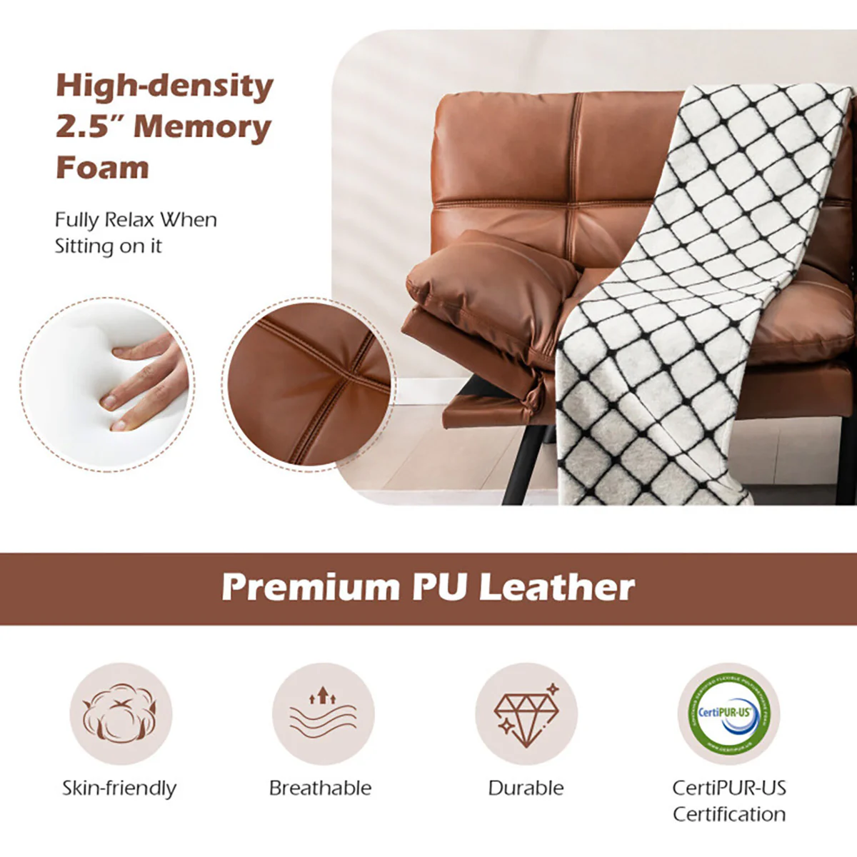 Convertible Memory Foam Futon Sofa Bed - Image 16
