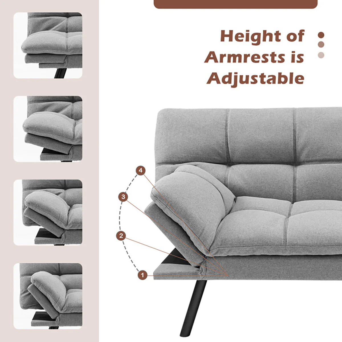 Convertible Memory Foam Futon Sofa Bed - Image 21