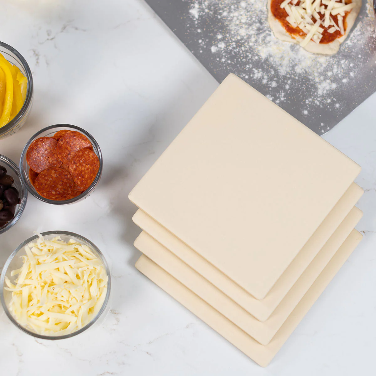 Cordierite Square Pizza Stone 4 Piece Set - Image 2