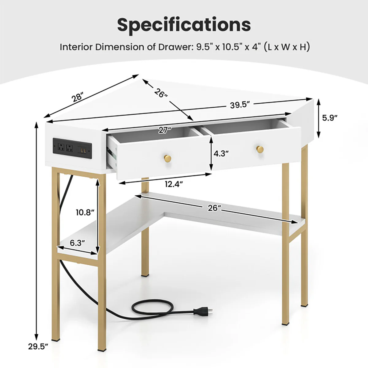 Corner Desk with Built-In Charging Station - Image 18