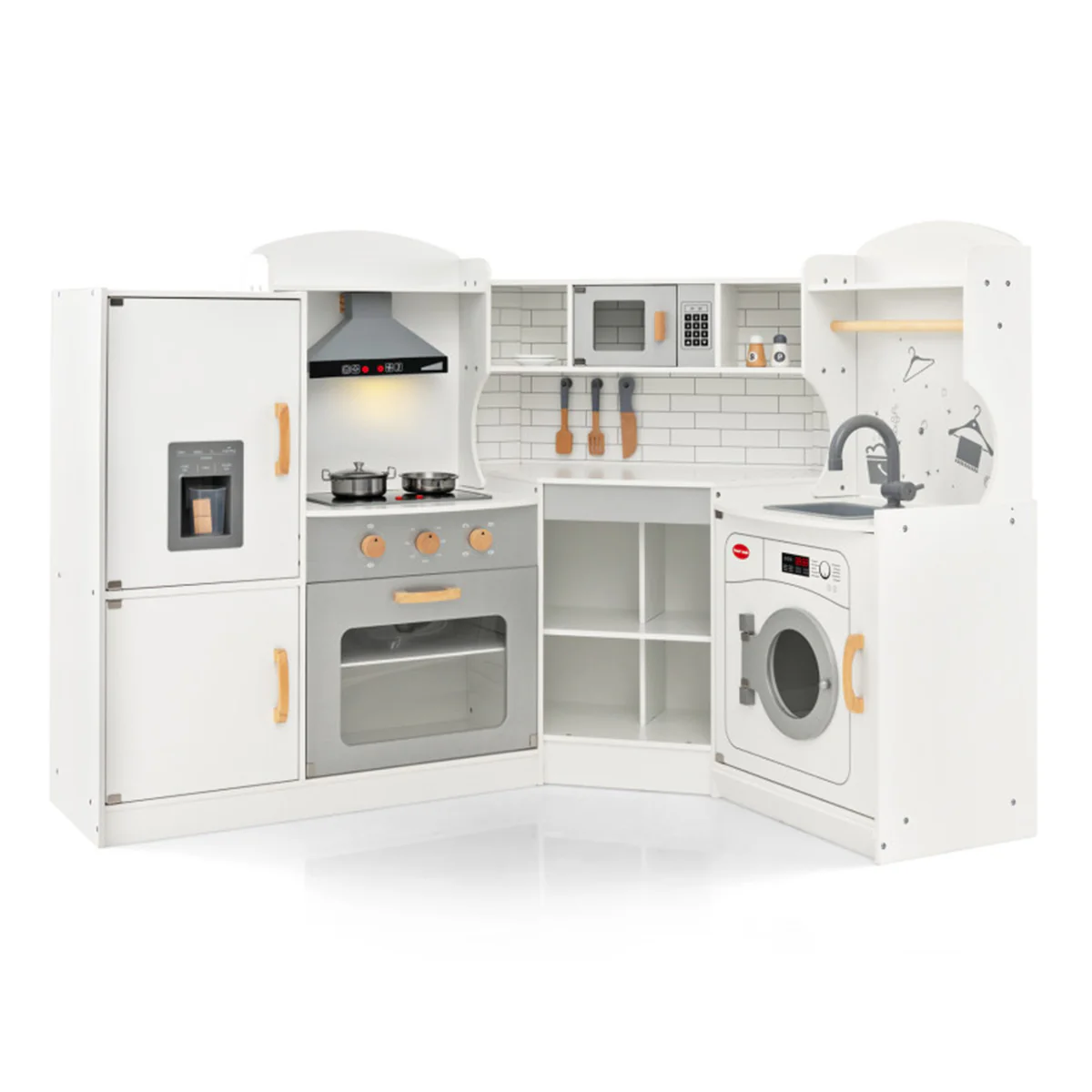 Corner Wooden Pretend Play Kitchen - Image 8