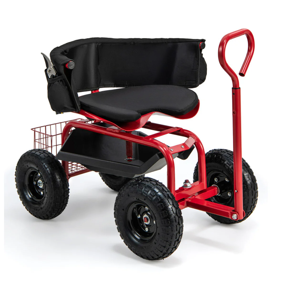Cushioned Rolling Garden Cart with Swivel Seat - Image 10
