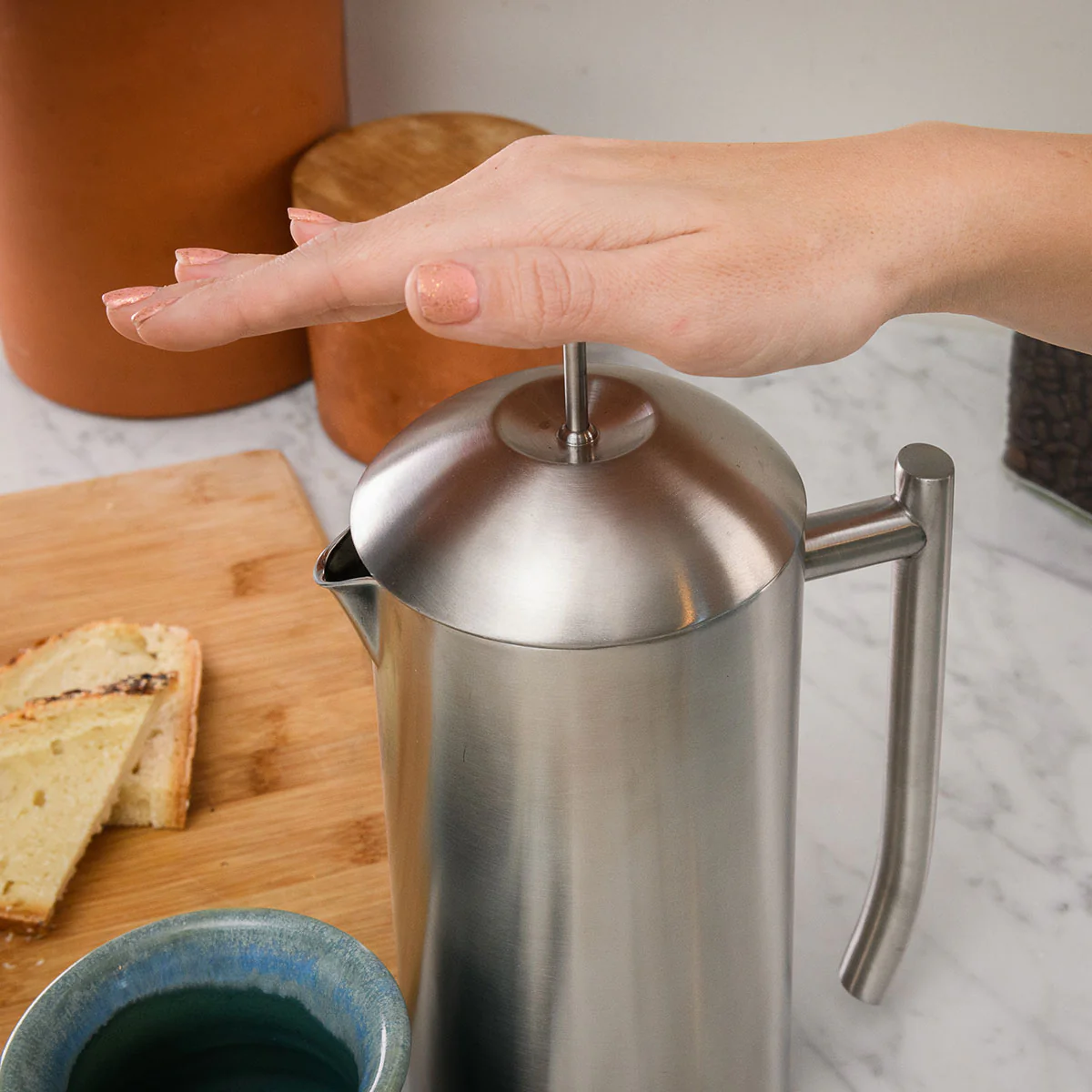 Double Walled Brushed Stainless Steel French Press - Image 4