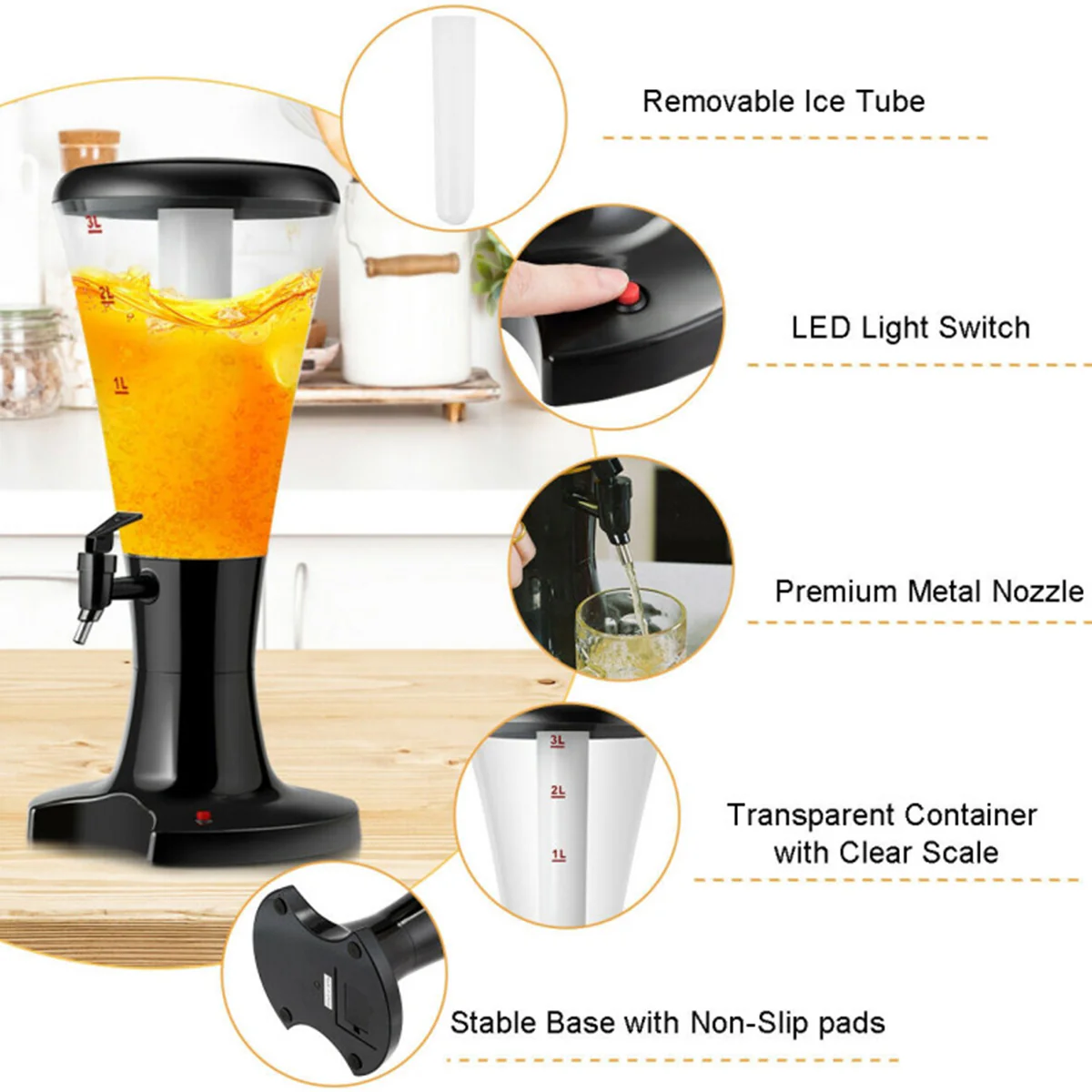 Draft Beer Tower Dispenser with LED Lights (Set of 2) - Image 5