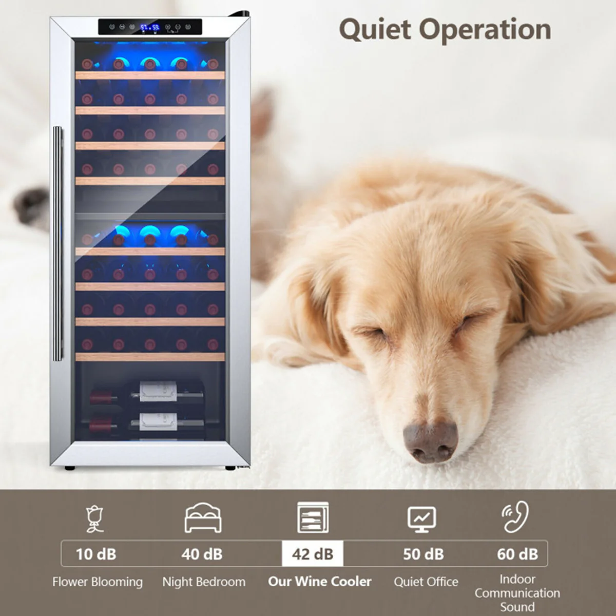 Dual Zone 43 Bottle Wine Cooler Refrigerator - Image 4