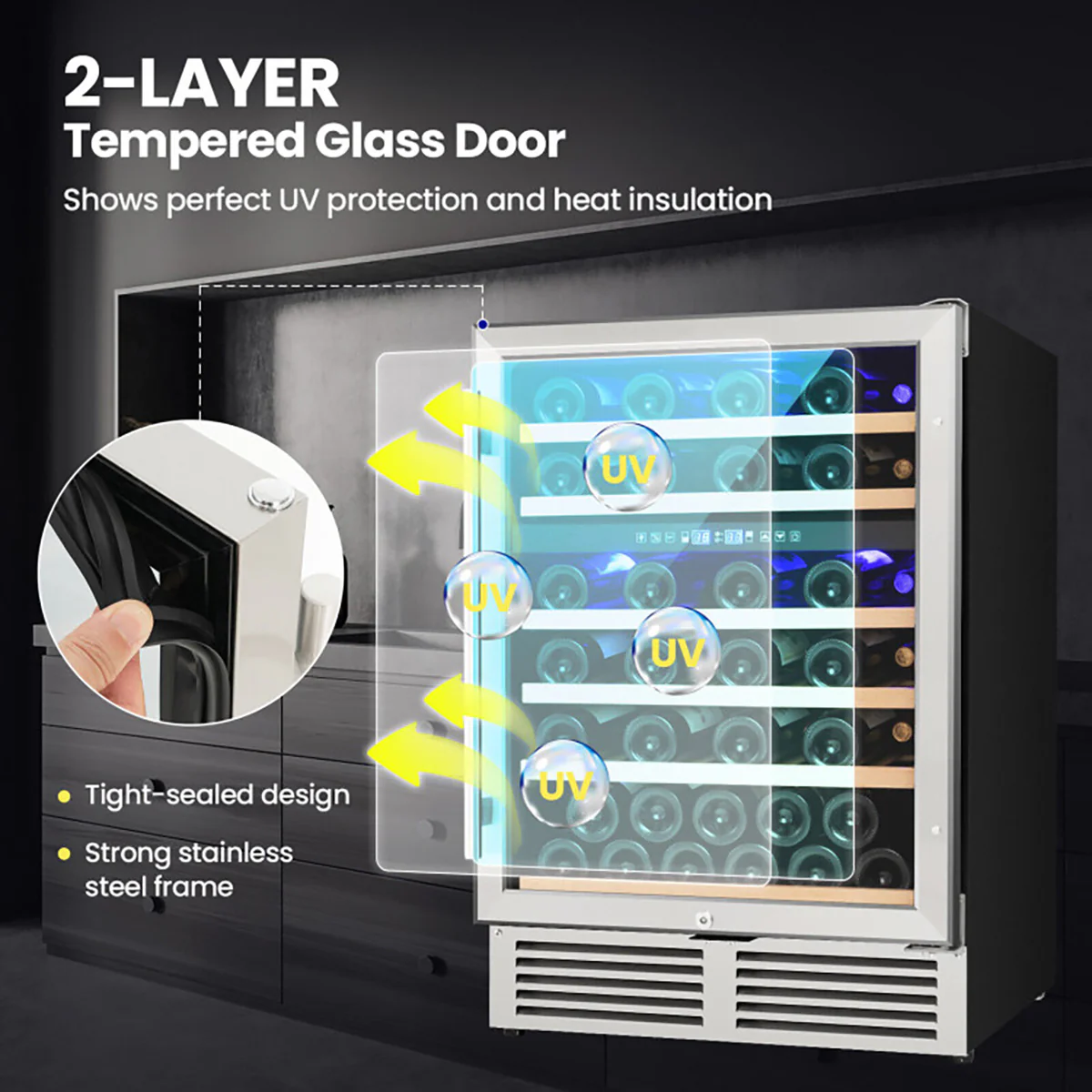 Dual Zone 51 Bottle Wine Cooler Refrigerator - Image 3