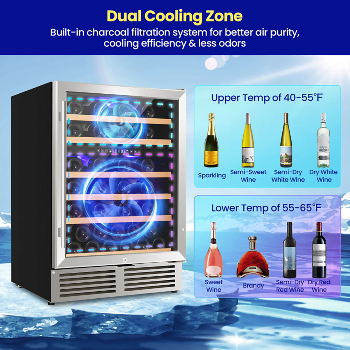 Dual Zone 51 Bottle Wine Cooler Refrigerator - Image 4
