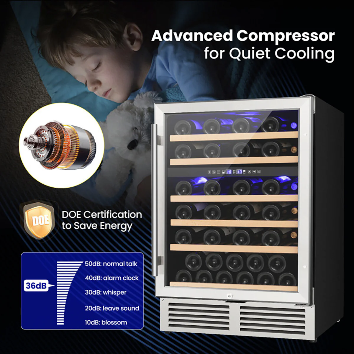 Dual Zone 51 Bottle Wine Cooler Refrigerator - Image 5