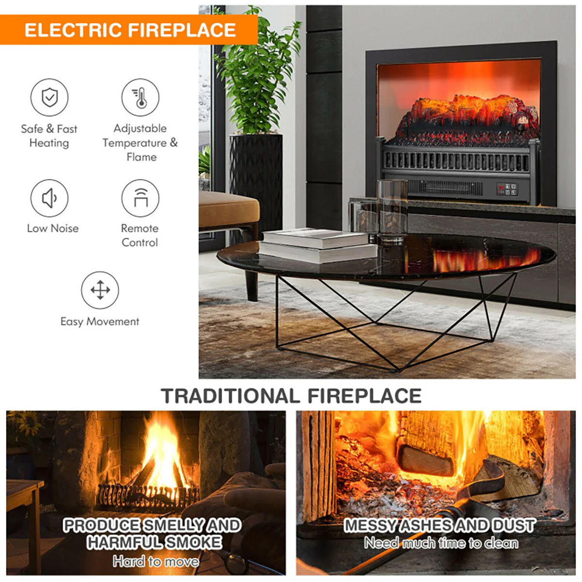 Electric Fireplace Log Set Heater - Image 4