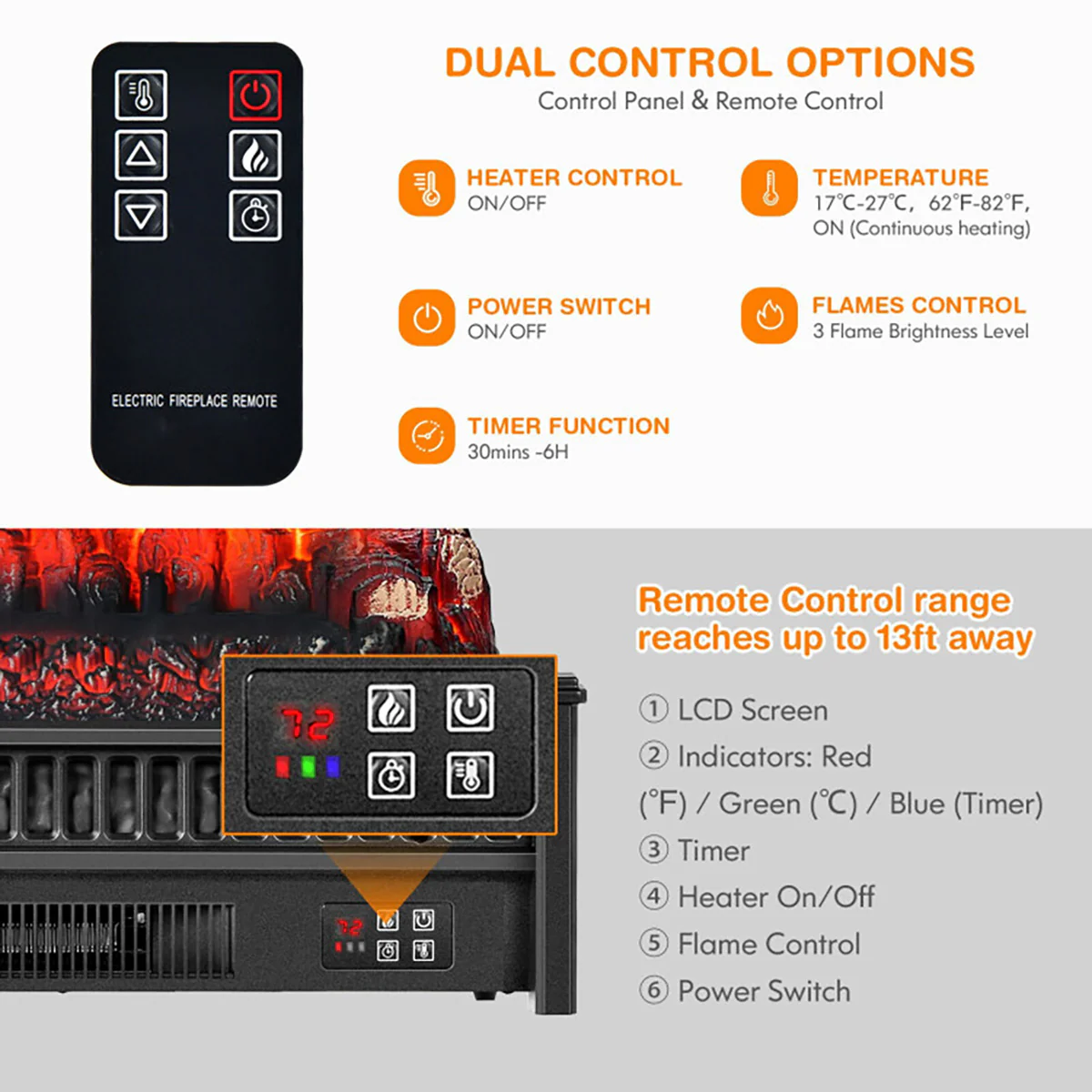 Electric Fireplace Log Set Heater - Image 5