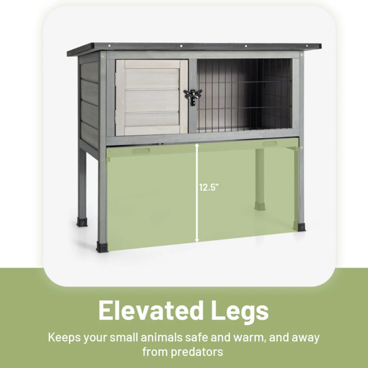 Elevated Rabbit Hutch with Hinged Roof - Image 7