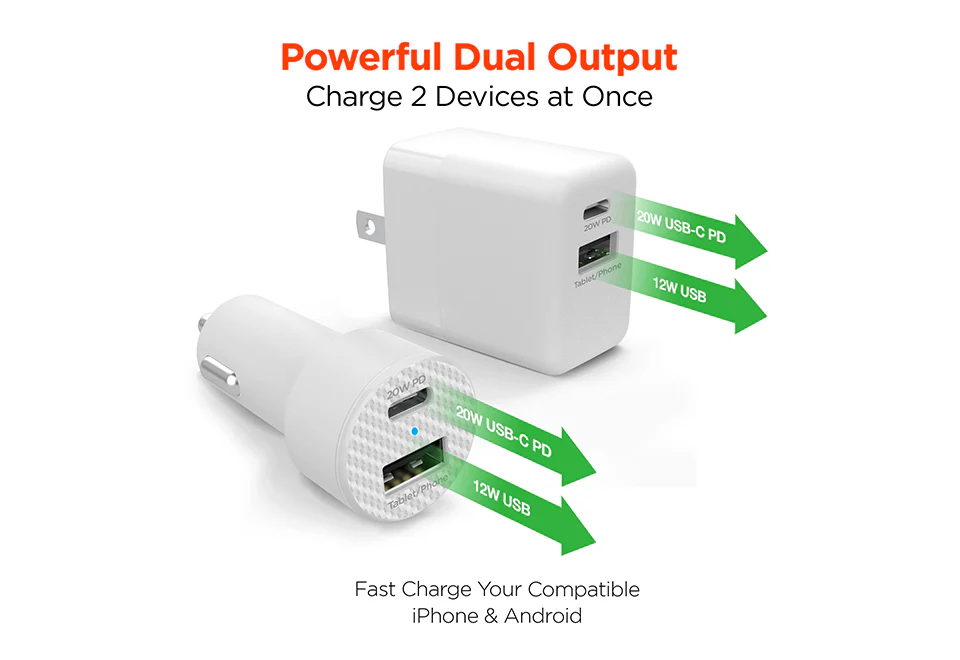 Fast Charge Dual Output Wall and Car Charger Set - Image 4