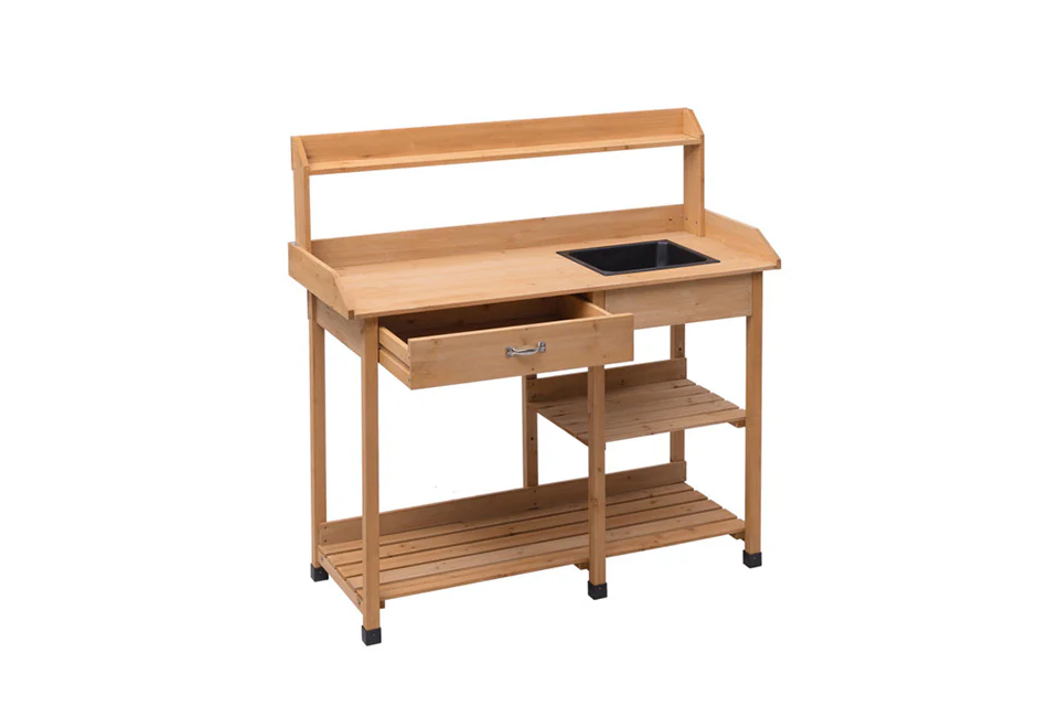 Fir Wood Potting Bench with Sink - Image 3