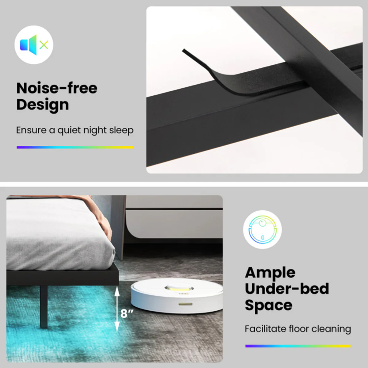 Floating LED Bed Frame with Charging Station - Image 4