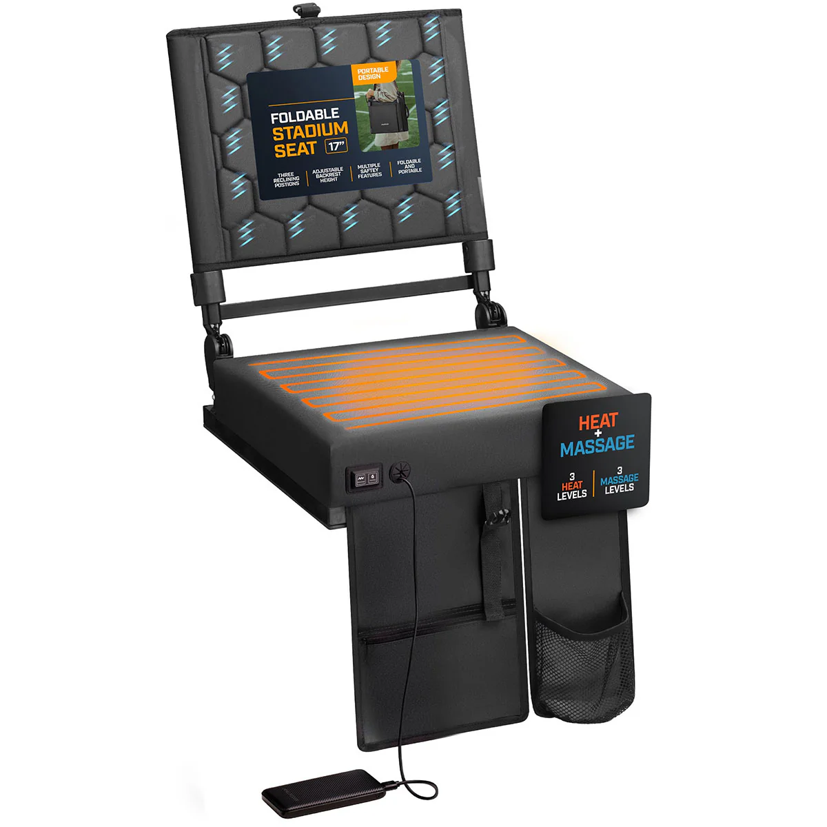 Foldable Heated Massage Stadium Seat - Image 2