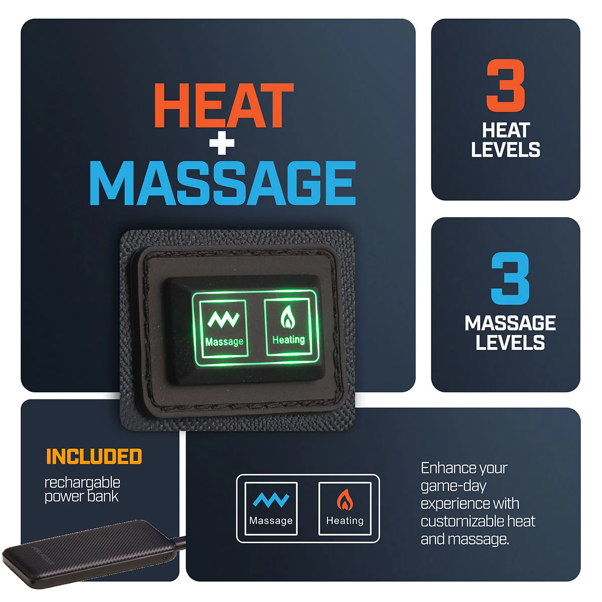 Foldable Heated Massage Stadium Seat - Image 4