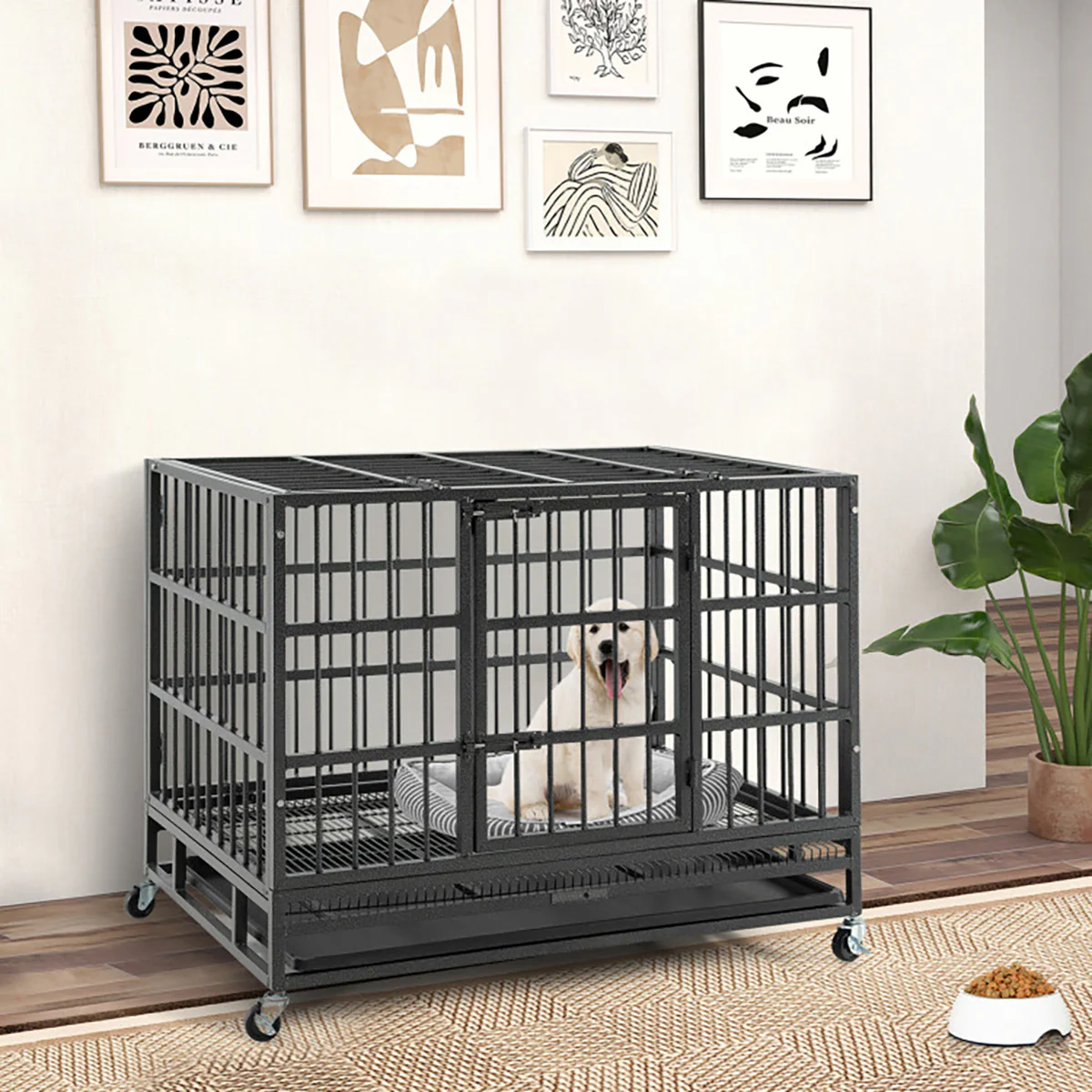 Foldable Heavy-Duty Metal Dog Cage - Image 5