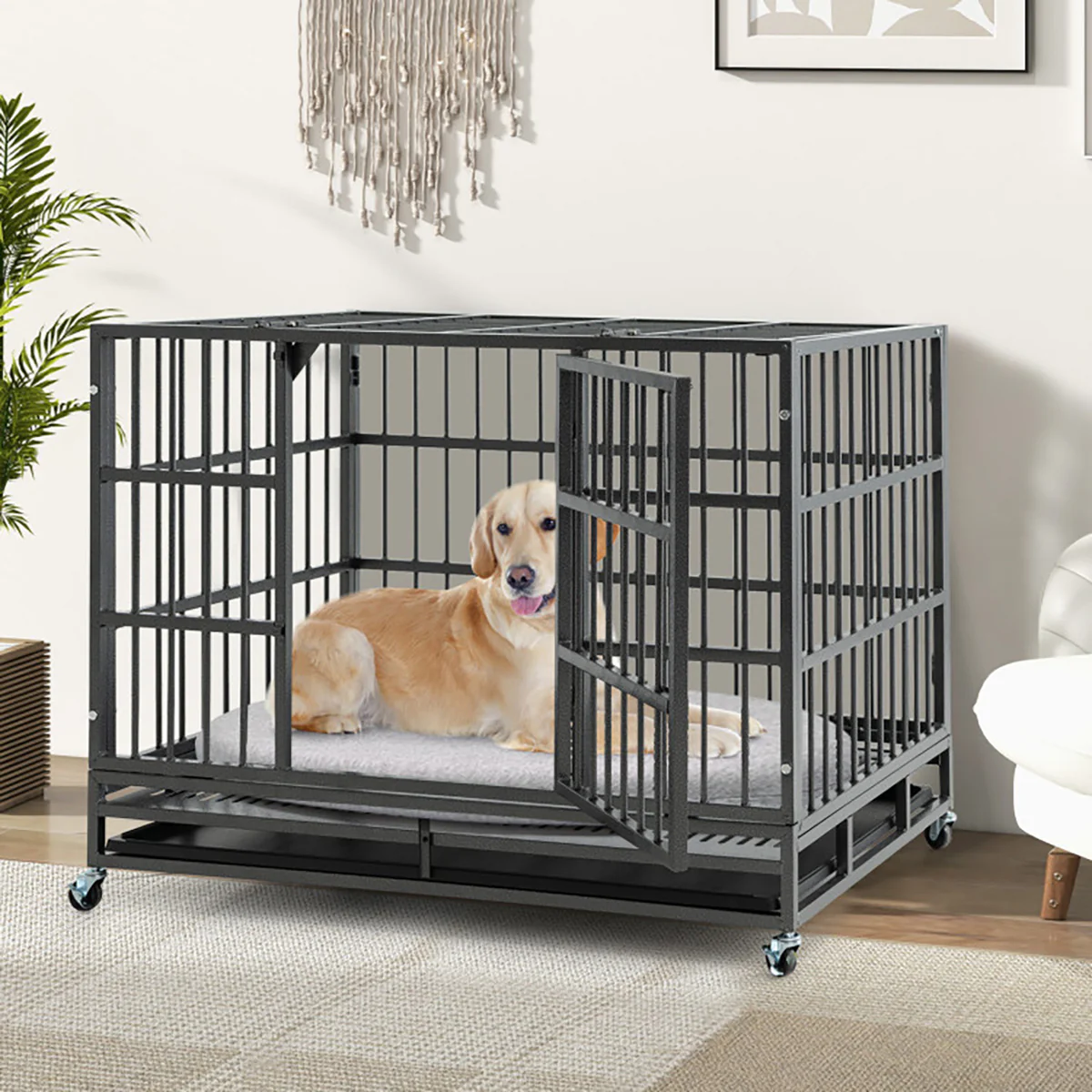Foldable Heavy-Duty Metal Dog Cage - Image 6