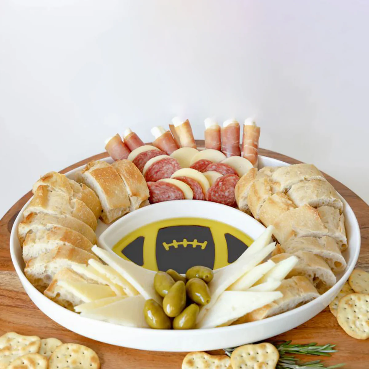 Football Olive Oil and Vinegar Dipping Platter - Image 3