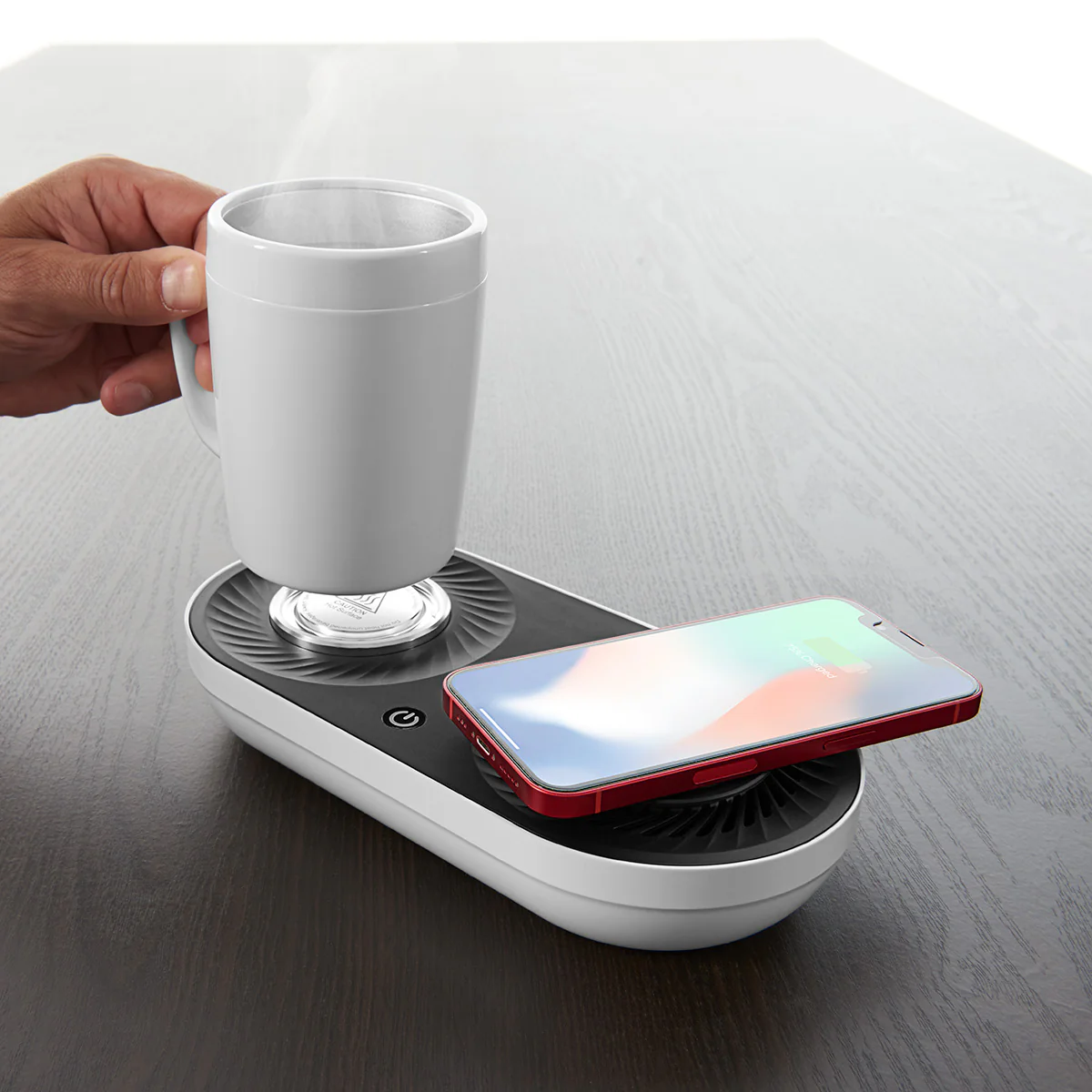 Heating/Cooling Beverage Base with Wireless Charging by Sharper Image