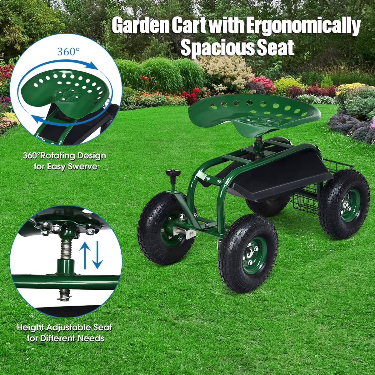 Heavy Duty Rolling Garden Seat - Image 7