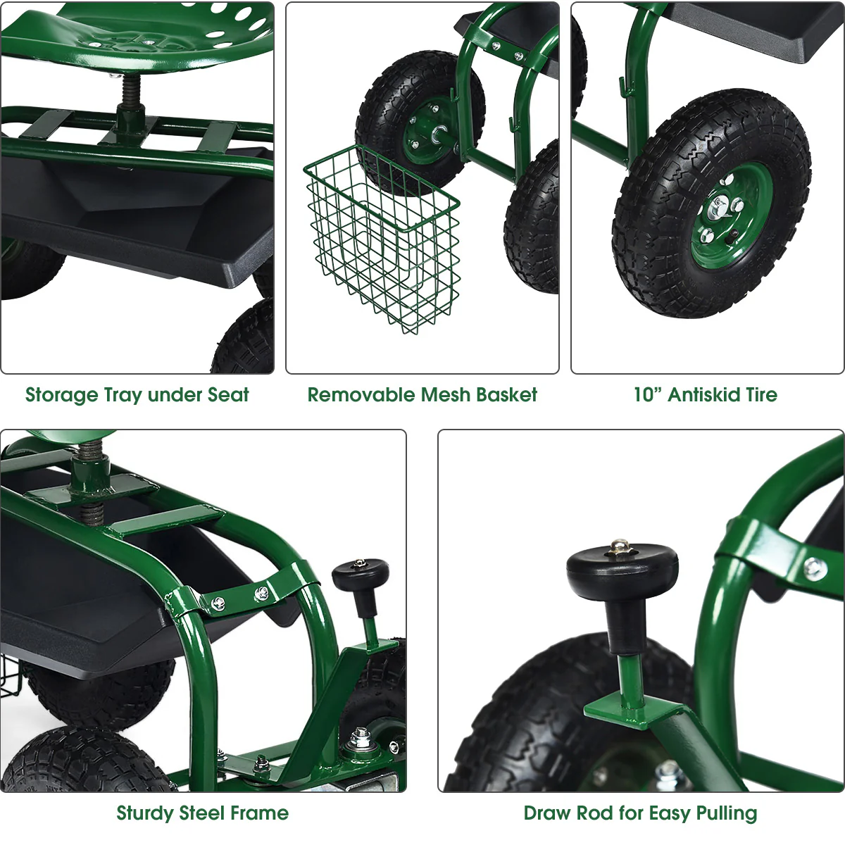 Heavy Duty Rolling Garden Seat - Image 9