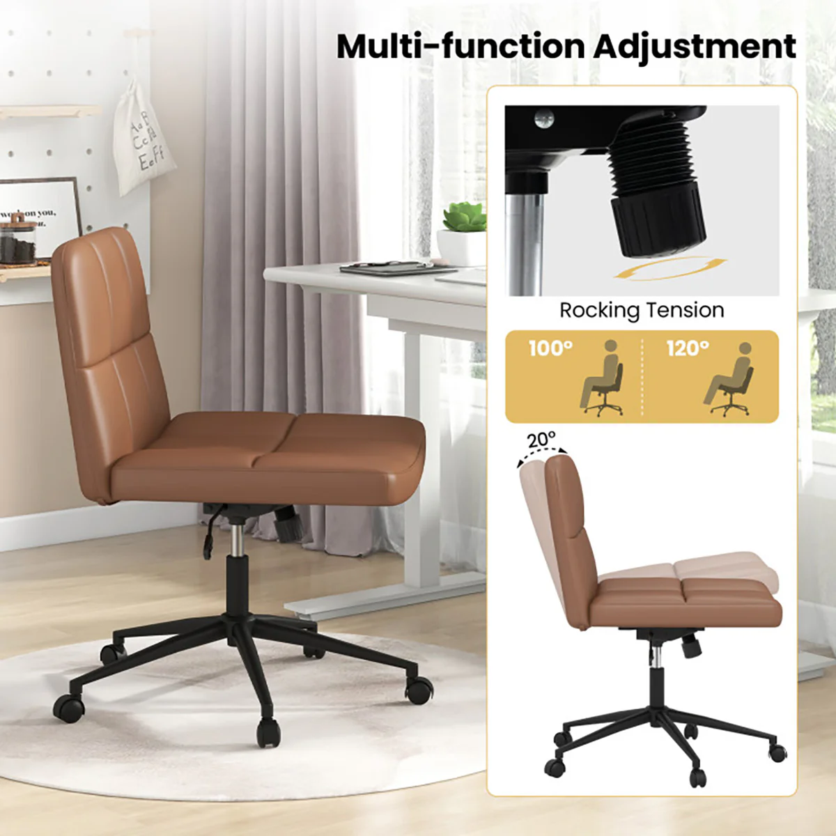 Height-Adjustable Armless Desk Chair with Wheels - Image 14