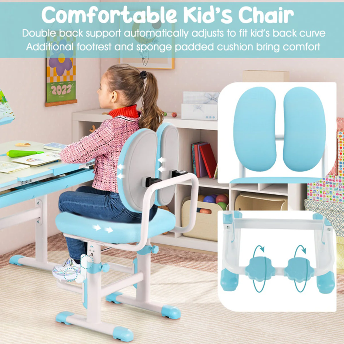 Height-Adjustable Kids Desk and Chair Set - Image 6